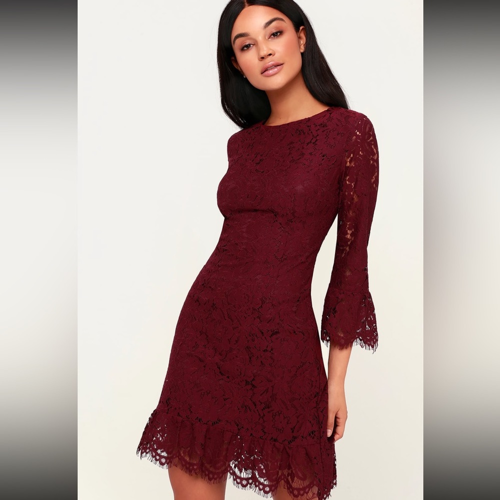 Lulus Maroon Crochet Mini Dress